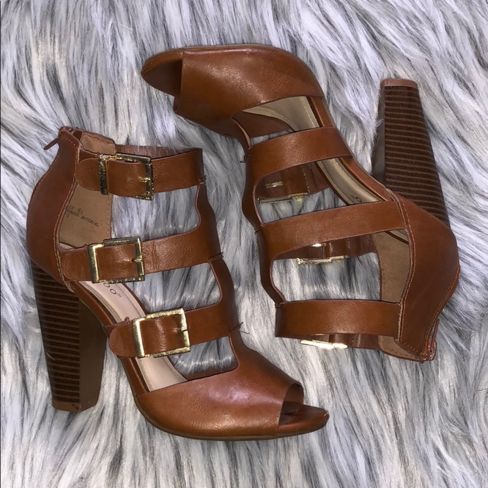 Tan heeled sandals